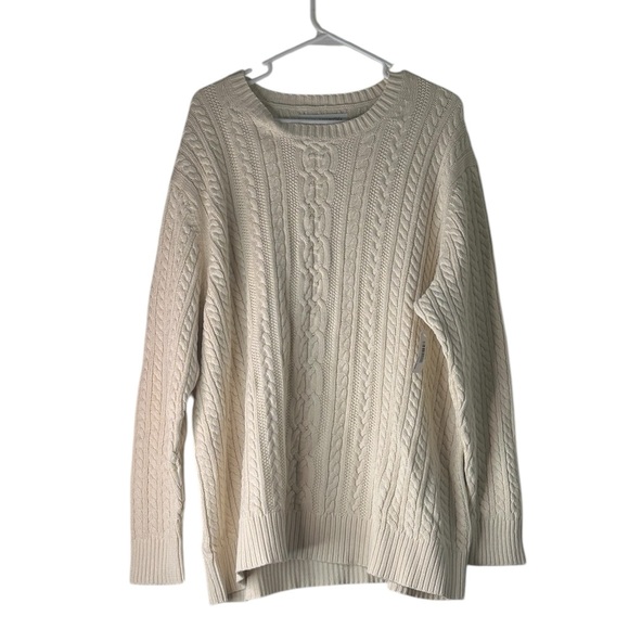 Amazon Essentials Cream Fisherman Cable Crewneck Sweater NWT Size 3X - Picture 5 of 5